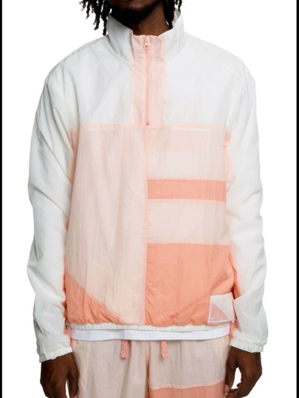 Nike the flight series color block White Mesh lining windbreaker half zip Jacket
